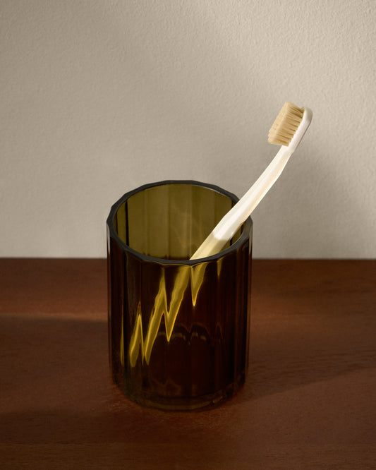 Porte brosse à dents Anetan en verre vert