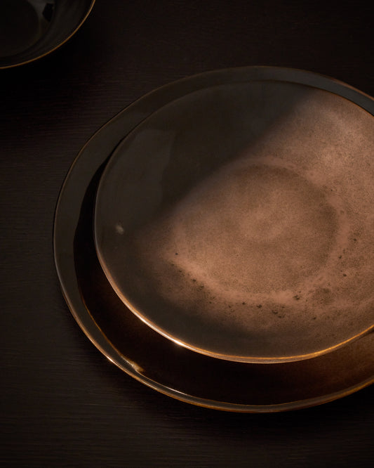 Assiette à dessert Daner en céramique marron foncé