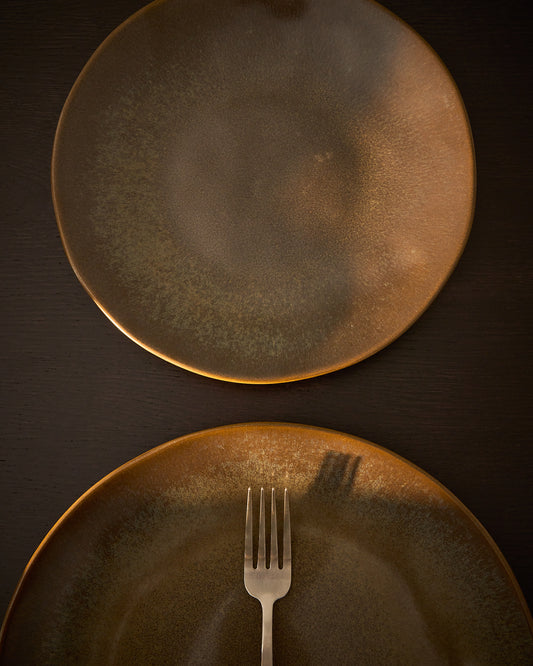 Assiette à dessert Aderno en céramique vert mousse
