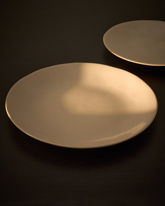 Assiette plate Aderno en céramique couleur ivoire