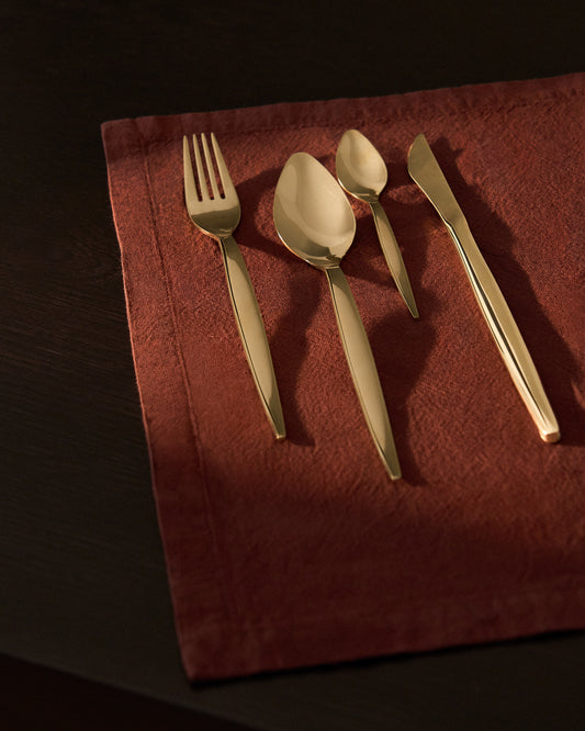 Ensemble Lerava de 2 sets de table en coton avec fini lavé marron 35 x 50 cm