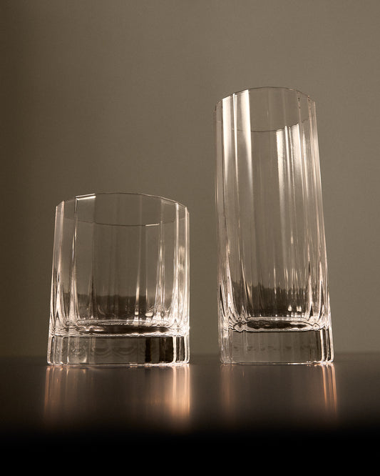 Verre transparent Nivor avec relief vertical taillé 30 cl