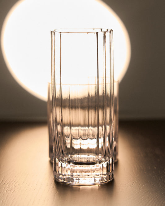 Nivor clear drinking glass with carved vertical relief, 30 cl