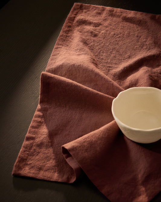 Lerava set of 2 placemats in brown cotton 35 x 50cm