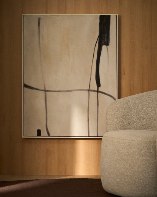 Tableau abstrait Meril beige 80 x 100 cm