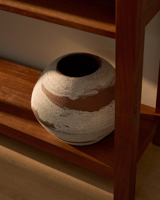 Vase Emiro en céramique terracotta et blanc 24 cm