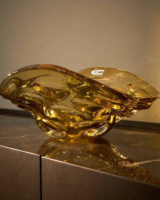 Centre de table Sidula en verre ambré clair  26 x 38 cm