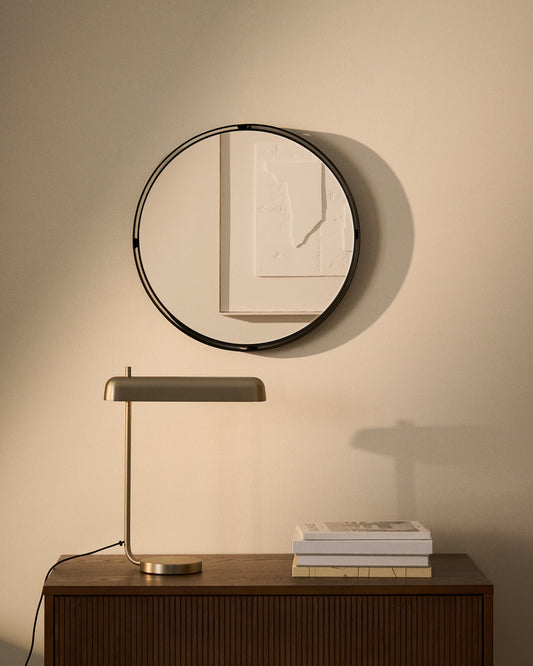 Miroir rond Noral en métal noir Ø 50 cm