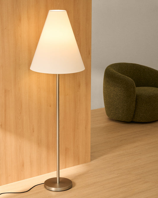Lampadaire Navat en métal avec finition brossée argentée