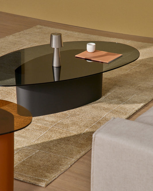 Table basse Olir en verre trempé et acier noir 140 x 80 cm