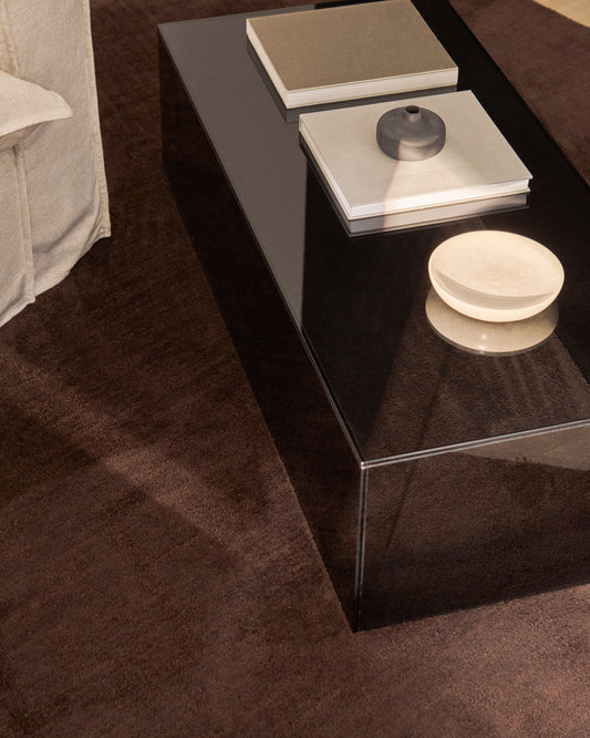 Orlia coffee table in dark grey tempered glass 110 x 50cm