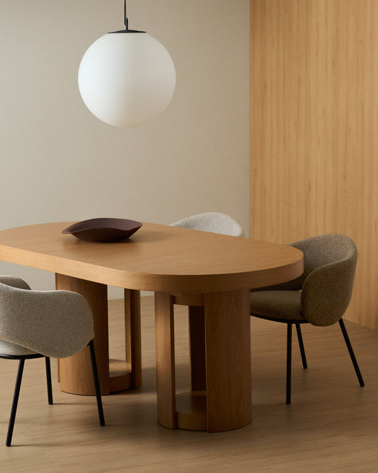 Table extensible ovale Artis en bois et placage de chêne avec finition ton naturel FSC 100 % 240 (290) x 110 cm