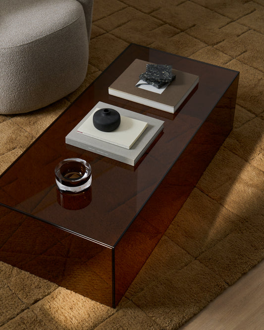 Orlia coffee table in brown tempered glass 110 x 50cm