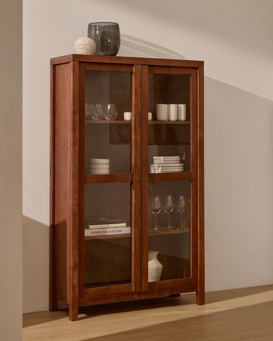 Vitrine Norani en bois et placage d’acacia 110 x 185 cm