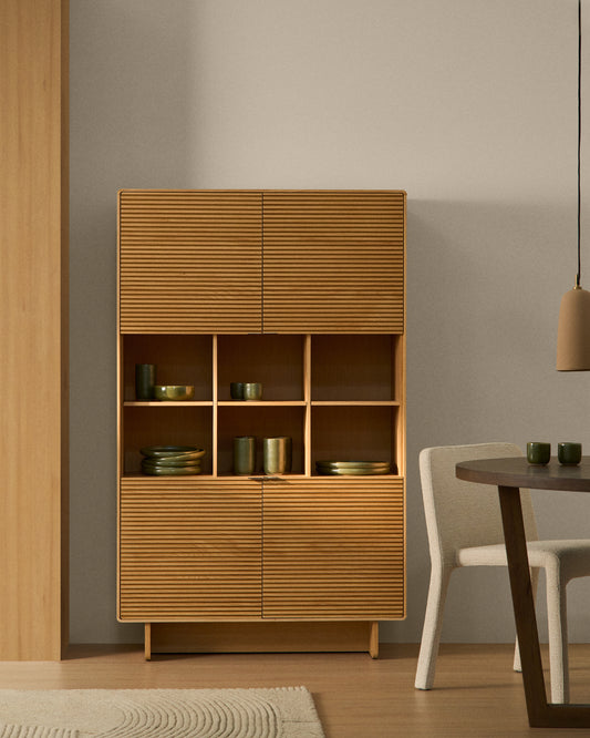 Buffet haut Norlen 4 portes en placage de chêne avec finition naturelle FSC Mix Credit 100 x 163 cm