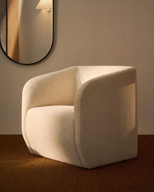 Fauteuil Milare en chenille beige 73 cm FSC 100 %