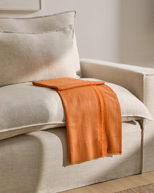 Couverture Sareli en laine mélangée orange 130 x 170 cm