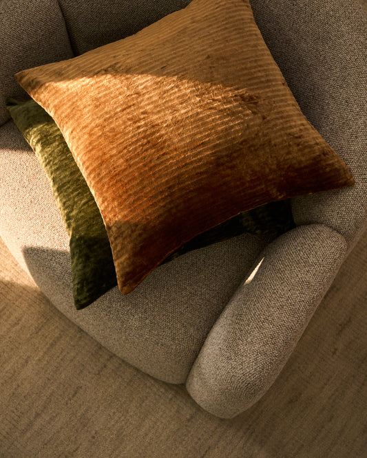 Housse de coussin Caril 100 % coton jacquard velours moutarde 45 x 45 cm