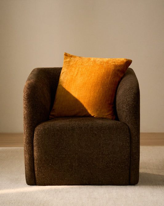 Housse de coussin Vori 100 % coton effet froissé orange 50 x 50 cm