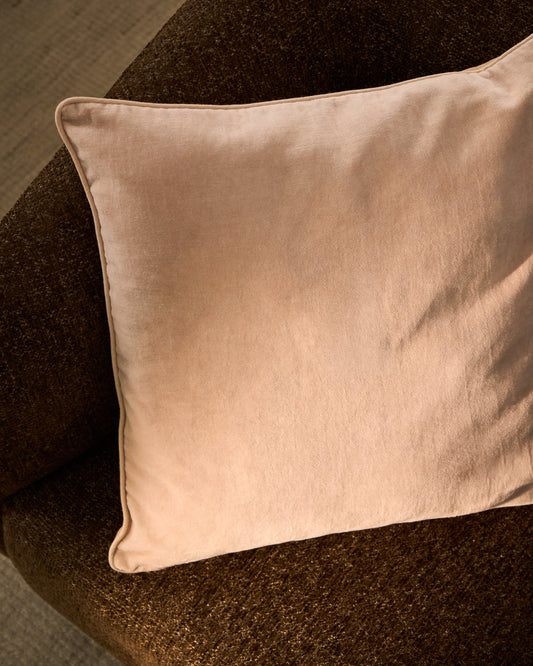 Housse de coussin Ovelin en velours beige et écru 45 x 45 cm