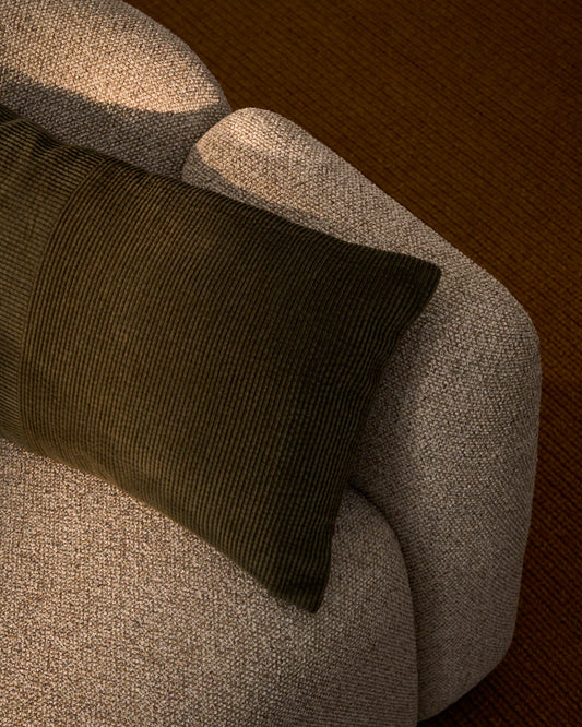 Housse de coussin Seliria en velours côtelé 100 % coton vert 30 x 50 cm