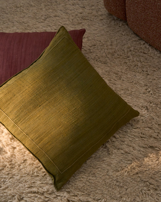 Housse de coussin Brellet en soie verte 45 x 45 cm