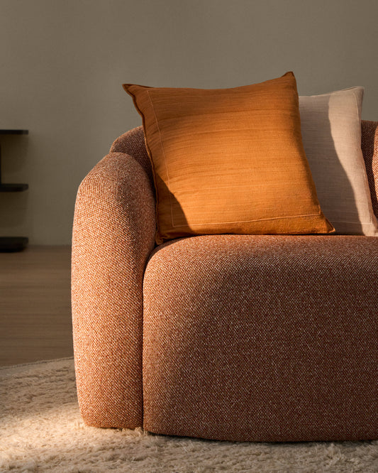 Housse de coussin Brellet en soie orange 45 x 45 cm