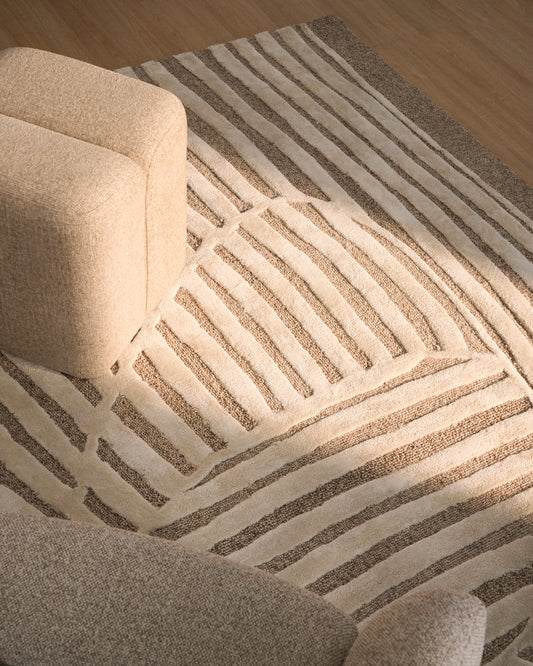 Tapis Colire en laine et viscose beige 160 x 230 cm