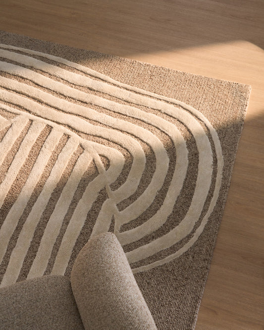 Tapis Colire en laine et viscose beige 200 x 300 cm