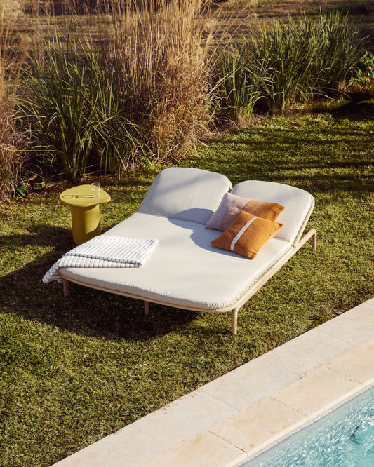 Bain de soleil double Alipa en bois d’acacia et corde écrue FSC 100 %