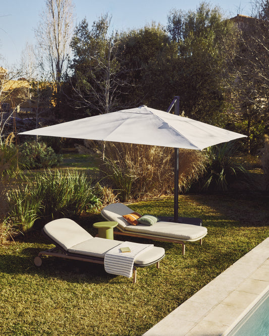 Parasol déporté Noli beige avec armature en aluminium graphite 300 x 300 cm