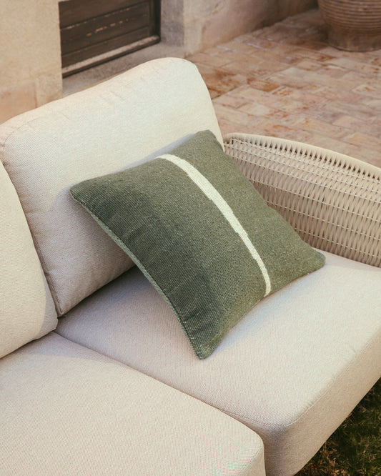 Housse de coussin Daila avec motif Ikat 100 % PET jacquard vert 50 x 50 cm