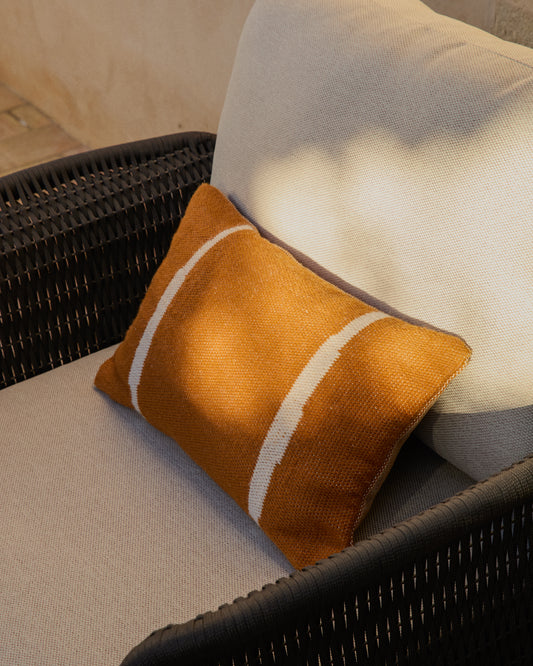 Housse de coussin Daila avec motif Ikat 100 % PET orange 30 x 50 cm