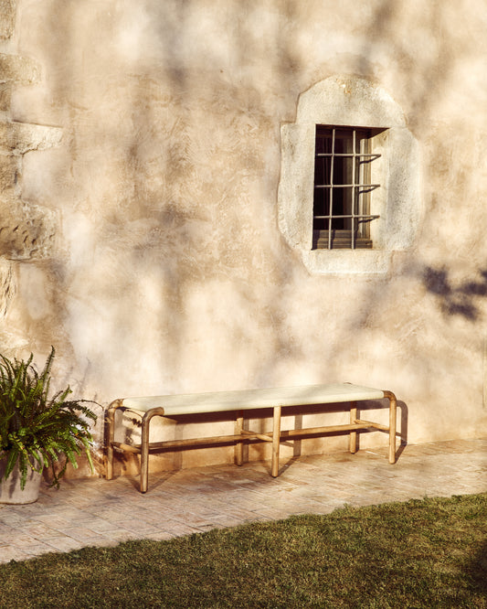 Banc Alipa en bois d’acacia et corde écrue 180 cm FSC 100 %