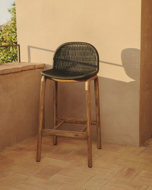 Tabouret Alipa en bois d’acacia et corde gris foncé 75 cm FSC 100 %