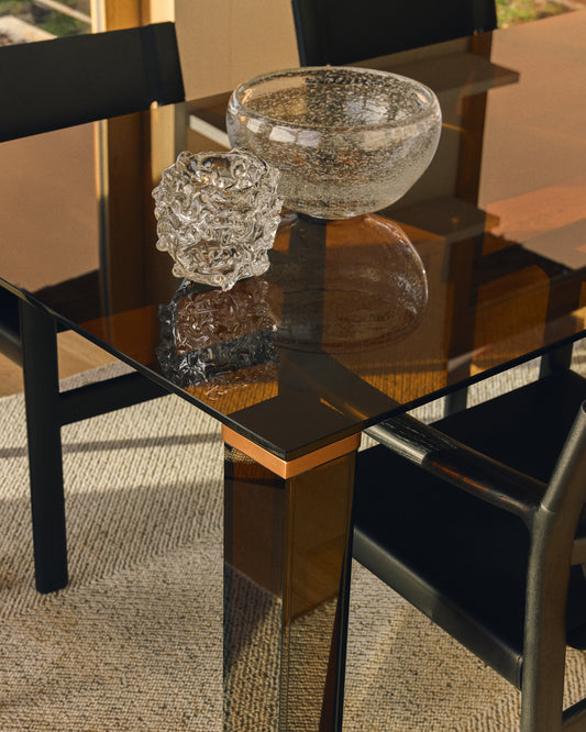 Table Adularia en verre trempé marron 200 x 100 cm