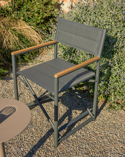 Chaise pliable d’extérieur Tisno en aluminium graphite et textilène gris