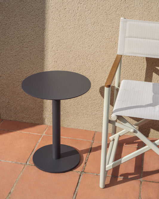 Table auxiliaire Asinara en aluminium graphite Ø 40 cm