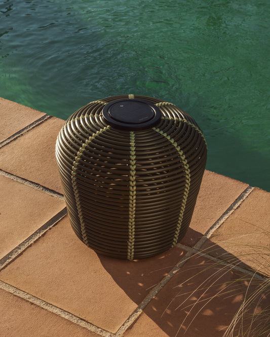 Lampe de table solaire d’extérieur Garoina LED en rotin synthétique vert Ø 35 cm