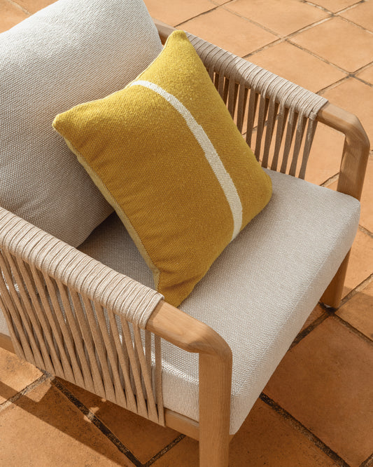 Housse de coussin Daila avec motif Ikat 100 % PET jaune 50 x 50 cm