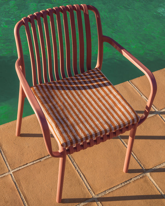 Coussin de chaise Dirome 100 % PET rayures orange 40 x 40 cm