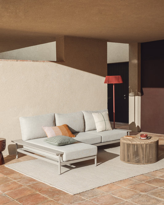 Canapé Vathi 3 places en aluminium avec chaise longue gauche taupe 250 x 159 cm