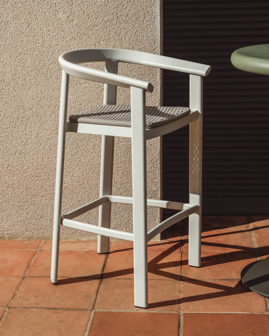 Tabouret Erice en aluminium et corde écrue 65 cm