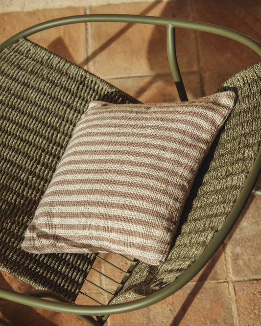 Housse de coussin Dirome 100 % PET rayures beiges 45 x 45 cm