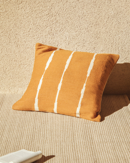 Housse de coussin de sol Daila avec motif Ikat 100 % PET orange 70 x 70 cm
