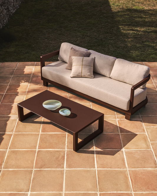 Ensemble Nerano canapé 3 places et table basse en aluminium marron