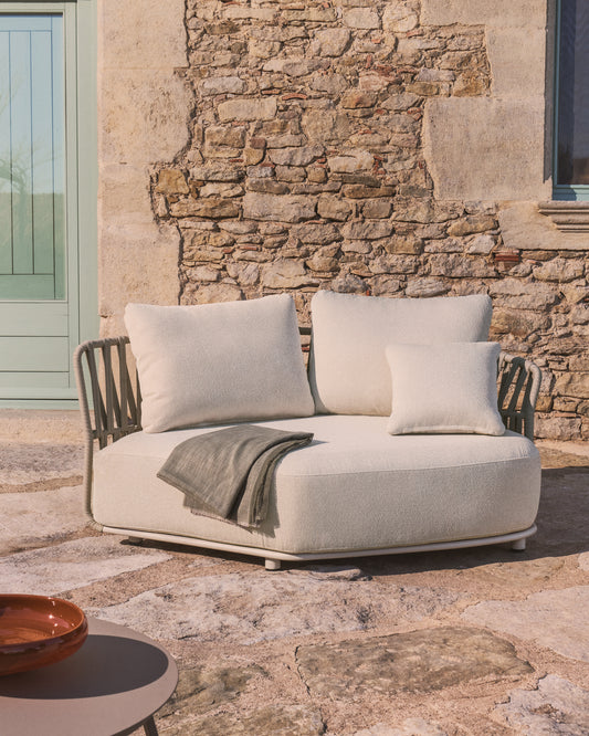 Module courbe Osani en aluminium écru et corde taupe 167 cm