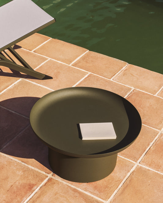 Table basse Arcola en aluminium vert Ø 70 cm