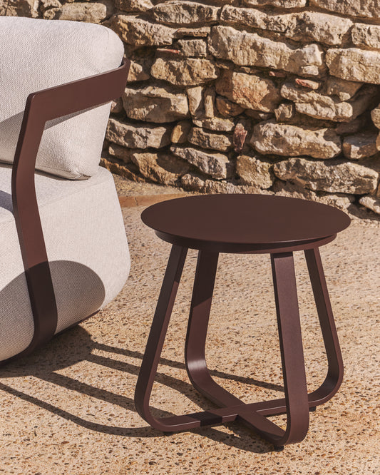 Table auxiliaire d’extérieur Tamaris en aluminium marron Ø 48 cm