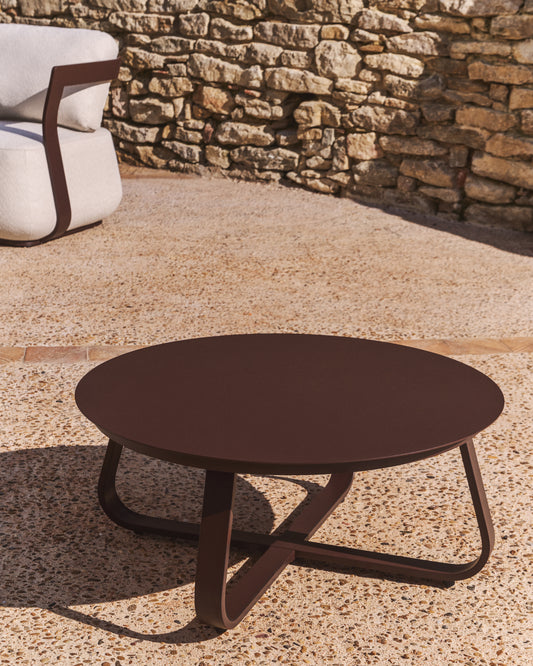 Table basse d’extérieur Tamaris en aluminium marron Ø 80 cm